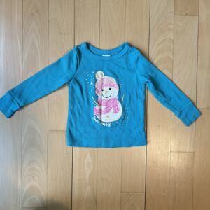 Garanimals Long sleeve Shirt Snowman Waffke Knit Toddler Girls Size 2T